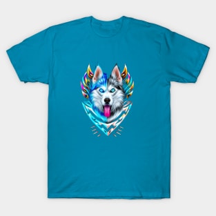 Alaskan Malamute Ice And Fire Sled Dog T-Shirt